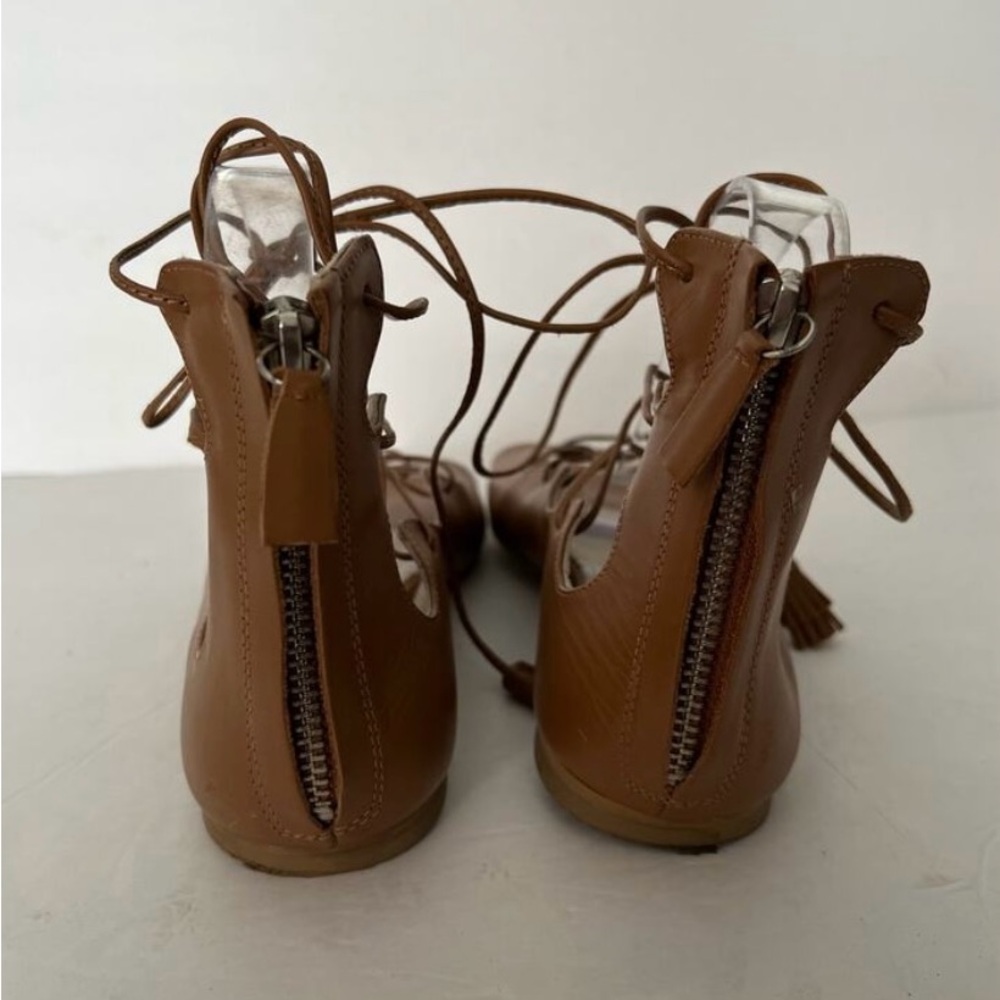 Boden Women's Leather Tasseled Strappy Gladiator Sandal Flat Comfort Brown SZ 38 - Picture 4 of 9
